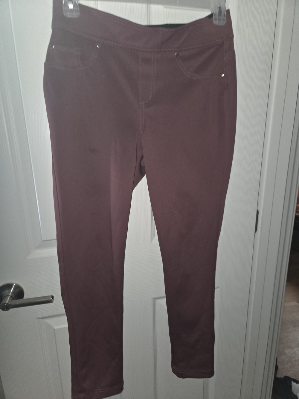 Savage Art Stretch Deep Burgundy Pull On Women's Pants Size Medium